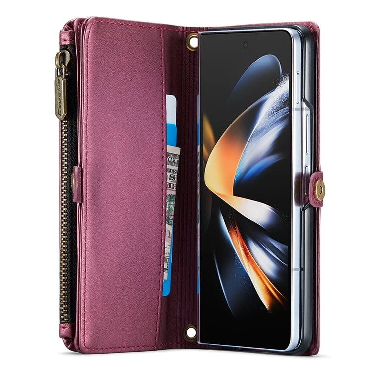 CASEME C36 Series For Samsung Galaxy Z Fold4 5G / W23 Case Pen Holder PU Leather Phone Purse Bag