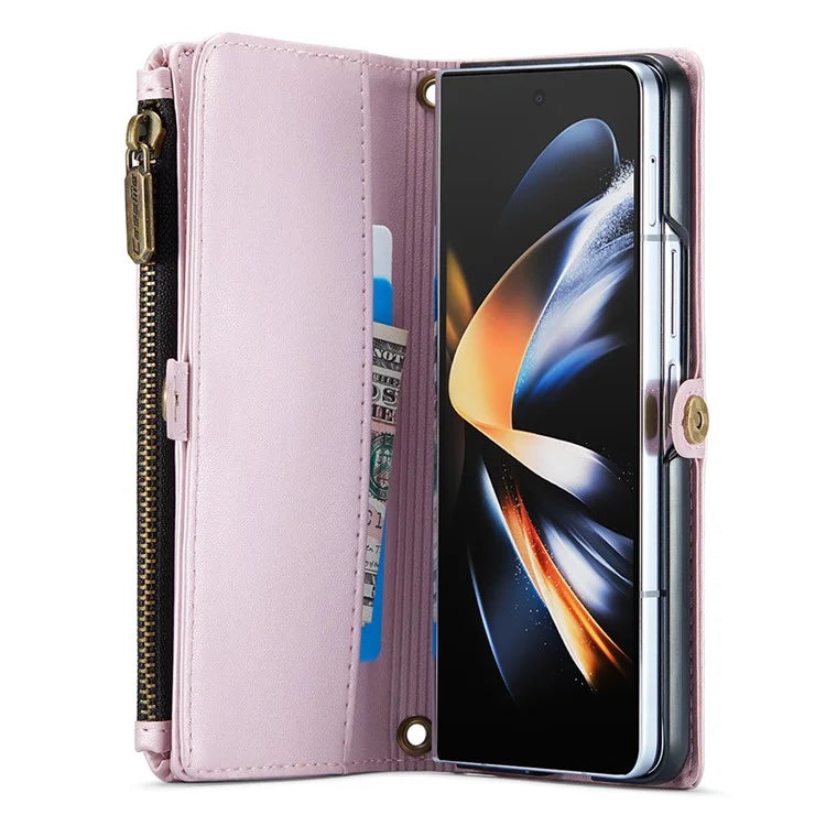 CASEME C36 Series For Samsung Galaxy Z Fold4 5G / W23 Case Pen Holder PU Leather Phone Purse Bag
