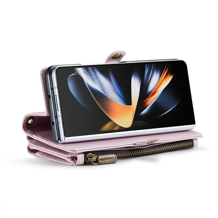 CASEME C36 Series For Samsung Galaxy Z Fold4 5G / W23 Case Pen Holder PU Leather Phone Purse Bag