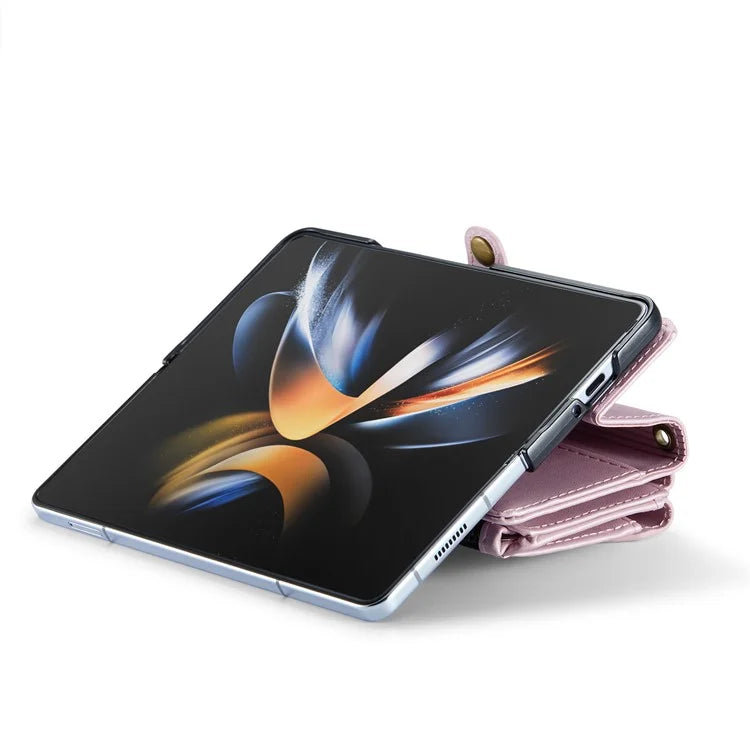 CASEME C36 Series For Samsung Galaxy Z Fold4 5G / W23 Case Pen Holder PU Leather Phone Purse Bag