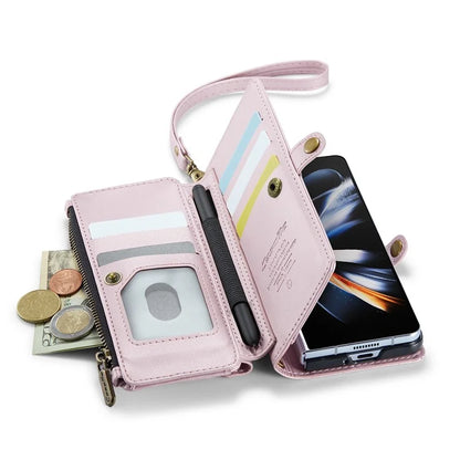 CASEME C36 Series For Samsung Galaxy Z Fold4 5G / W23 Case Pen Holder PU Leather Phone Purse Bag