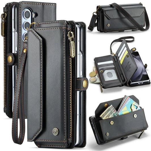 CASEME C36 Series For Samsung Galaxy Z Fold5 5G Case Zipper Leather Phone Bag with Pen Holder