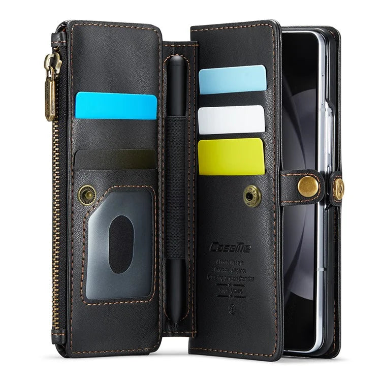 CASEME C36 Series For Samsung Galaxy Z Fold5 5G Case Zipper Leather Phone Bag with Pen Holder