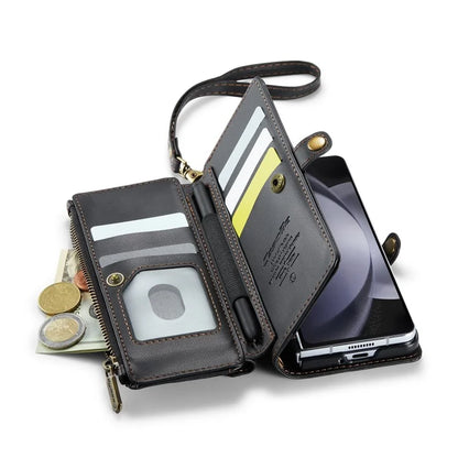 CASEME C36 Series For Samsung Galaxy Z Fold5 5G Case Zipper Leather Phone Bag with Pen Holder