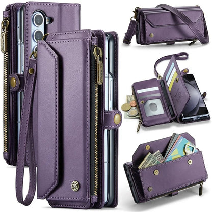CASEME C36 Series For Samsung Galaxy Z Fold5 5G Case Zipper Leather Phone Bag with Pen Holder
