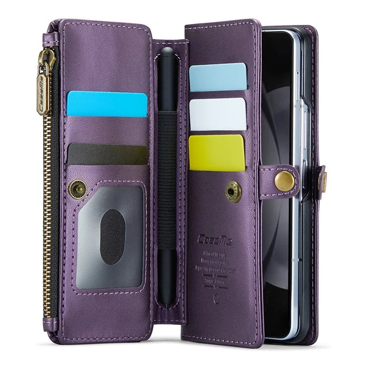 CASEME C36 Series For Samsung Galaxy Z Fold5 5G Case Zipper Leather Phone Bag with Pen Holder