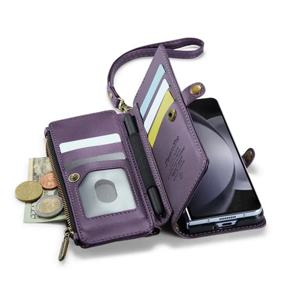 CASEME C36 Series For Samsung Galaxy Z Fold5 5G Case Zipper Leather Phone Bag with Pen Holder