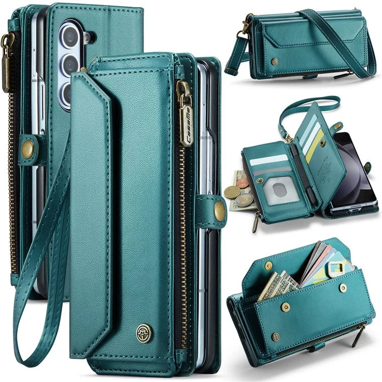 CASEME C36 Series For Samsung Galaxy Z Fold5 5G Case Zipper Leather Phone Bag with Pen Holder