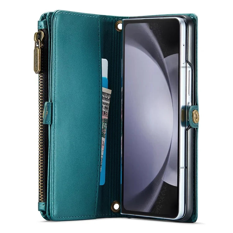 CASEME C36 Series For Samsung Galaxy Z Fold5 5G Case Zipper Leather Phone Bag with Pen Holder