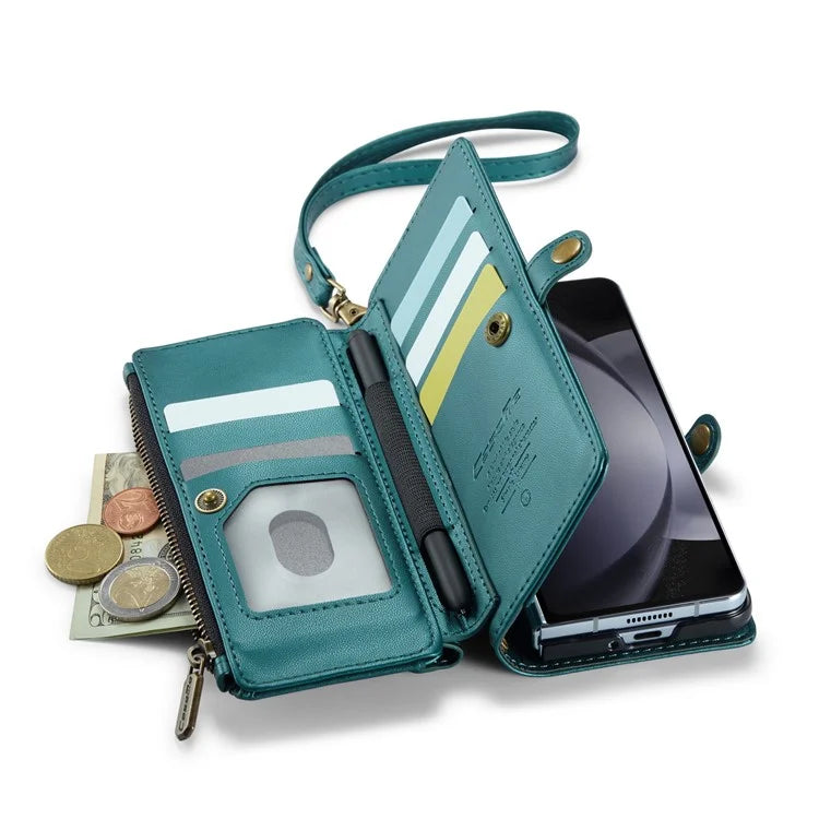 CASEME C36 Series For Samsung Galaxy Z Fold5 5G Case Zipper Leather Phone Bag with Pen Holder