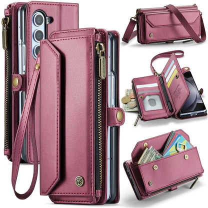 CASEME C36 Series For Samsung Galaxy Z Fold5 5G Case Zipper Leather Phone Bag with Pen Holder