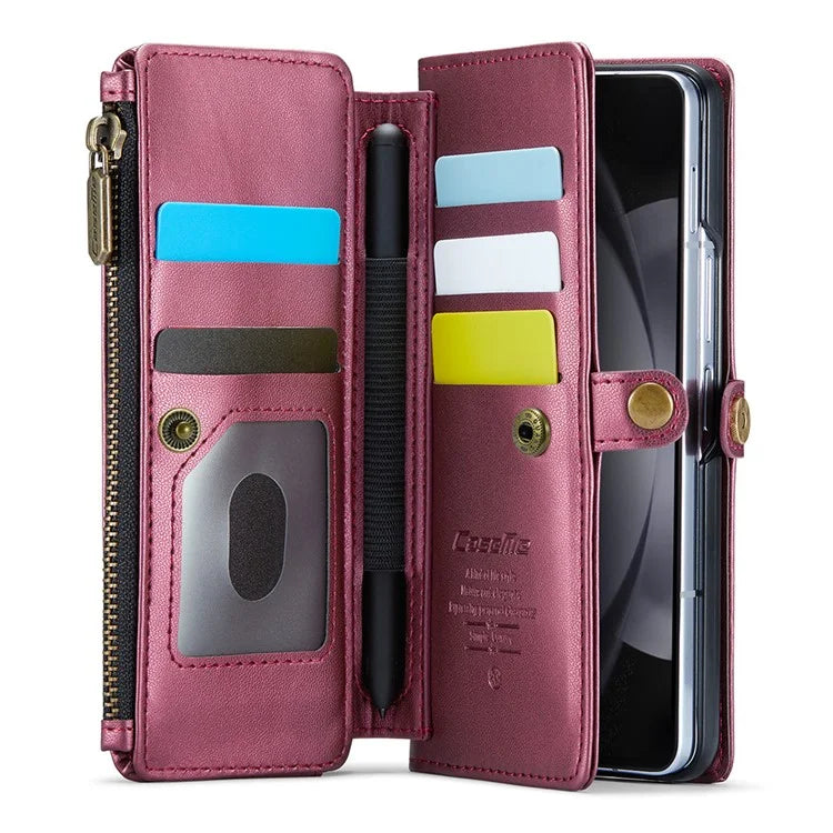 CASEME C36 Series For Samsung Galaxy Z Fold5 5G Case Zipper Leather Phone Bag with Pen Holder