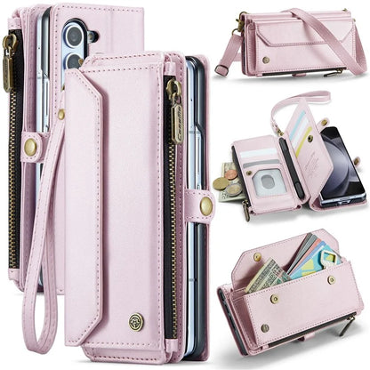 CASEME C36 Series For Samsung Galaxy Z Fold5 5G Case Zipper Leather Phone Bag with Pen Holder