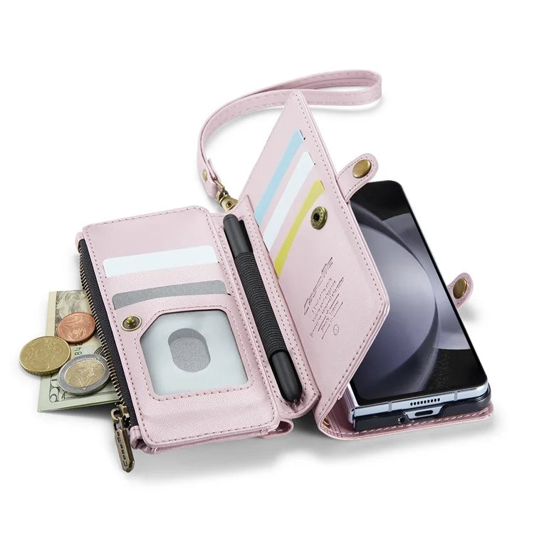 CASEME C36 Series For Samsung Galaxy Z Fold5 5G Case Zipper Leather Phone Bag with Pen Holder