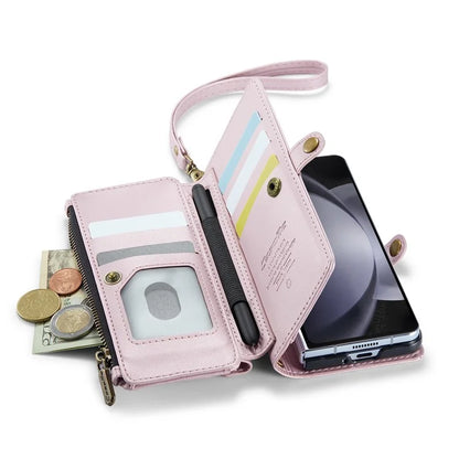 CASEME C36 Series For Samsung Galaxy Z Fold5 5G Case Zipper Leather Phone Bag with Pen Holder