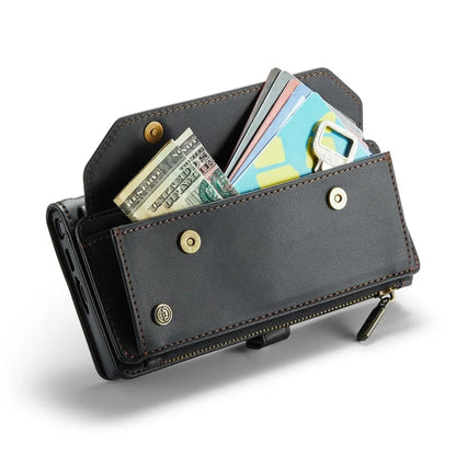 CASEME C36 Series For Samsung Galaxy S23 Ultra Case Zipper Flip Leather Phone Cover with 10 Card Slots