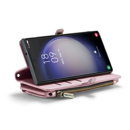 CASEME C36 Series For Samsung Galaxy S23 Ultra Case Zipper Flip Leather Phone Cover with 10 Card Slots