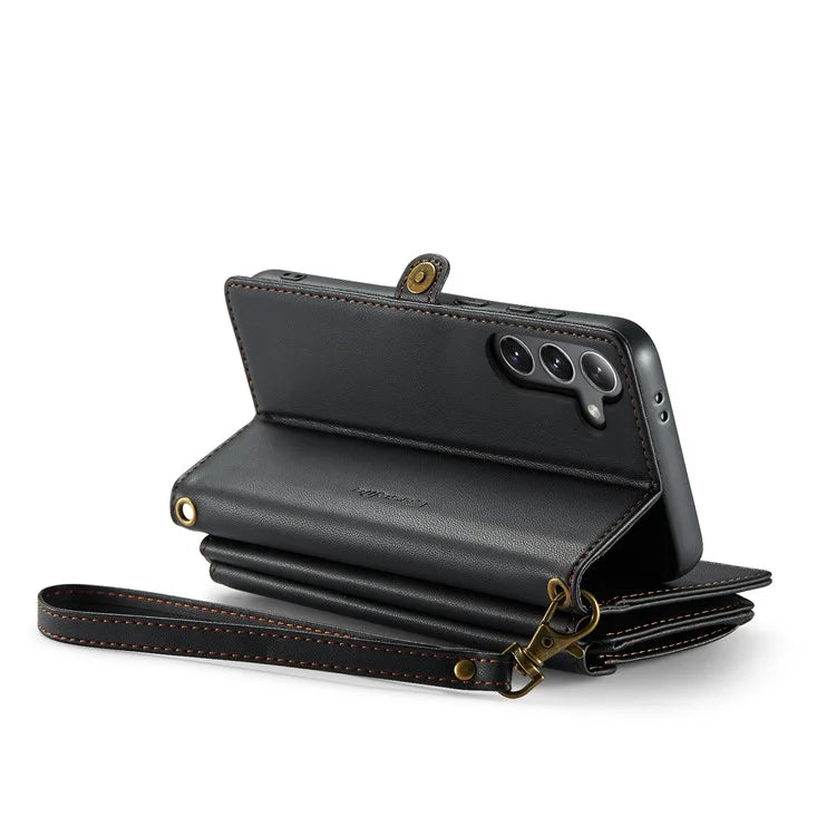 CASEME C36 Series For Samsung Galaxy S24 Case Crossbody Leather Phone Cover 10 Card Slots Large Capacity