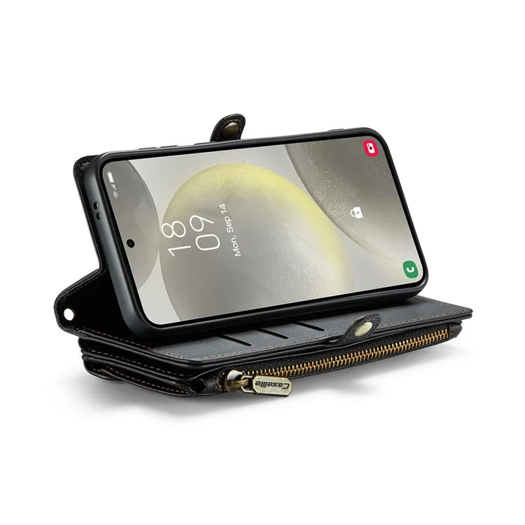 CASEME C36 Series For Samsung Galaxy S24 Case Crossbody Leather Phone Cover 10 Card Slots Large Capacity