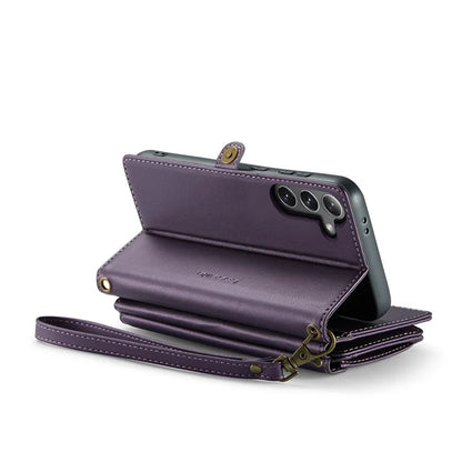 CASEME C36 Series For Samsung Galaxy S24 Case Crossbody Leather Phone Cover 10 Card Slots Large Capacity