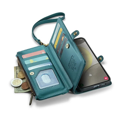 CASEME C36 Series For Samsung Galaxy S24 Case Crossbody Leather Phone Cover 10 Card Slots Large Capacity