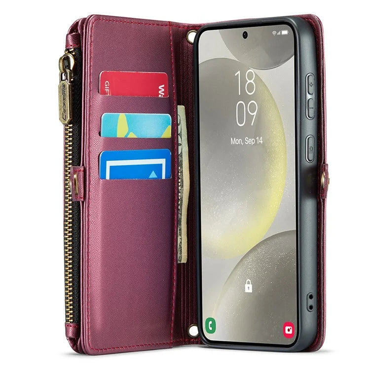 CASEME C36 Series For Samsung Galaxy S24 Case Crossbody Leather Phone Cover 10 Card Slots Large Capacity