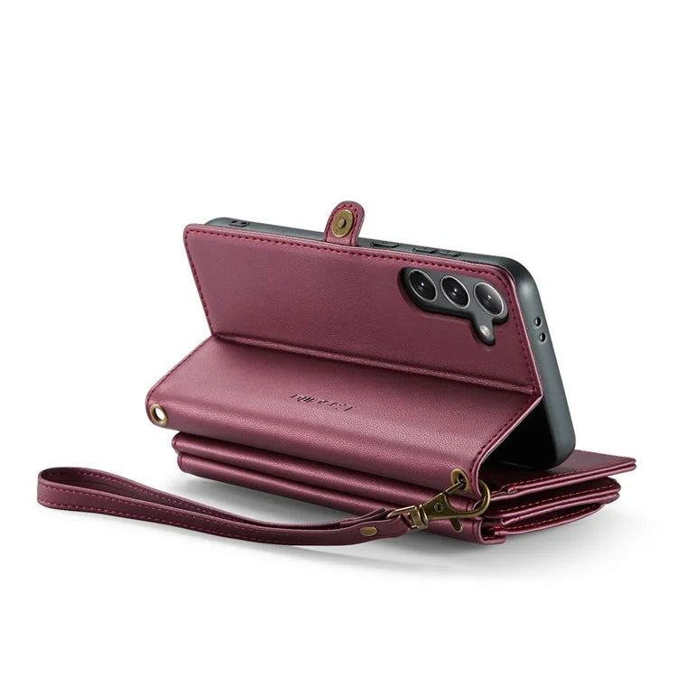 CASEME C36 Series For Samsung Galaxy S24 Case Crossbody Leather Phone Cover 10 Card Slots Large Capacity