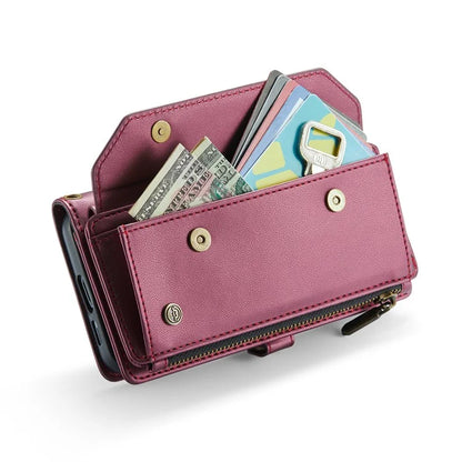 CASEME C36 Series For Samsung Galaxy S24 Case Crossbody Leather Phone Cover 10 Card Slots Large Capacity