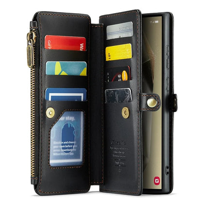 CASEME C36 Series For Samsung Galaxy S24 Ultra Case Leather Phone Bag with 10 Card Slots Wallet