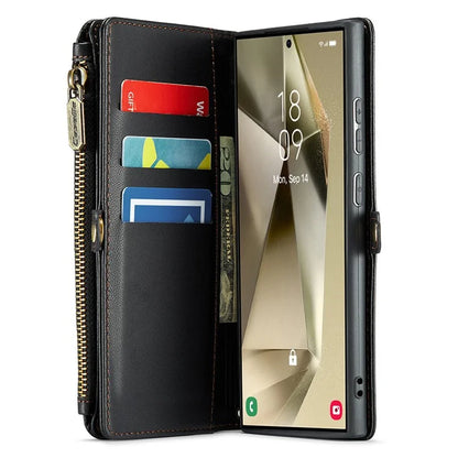 CASEME C36 Series For Samsung Galaxy S24 Ultra Case Leather Phone Bag with 10 Card Slots Wallet