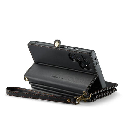 CASEME C36 Series For Samsung Galaxy S24 Ultra Case Leather Phone Bag with 10 Card Slots Wallet