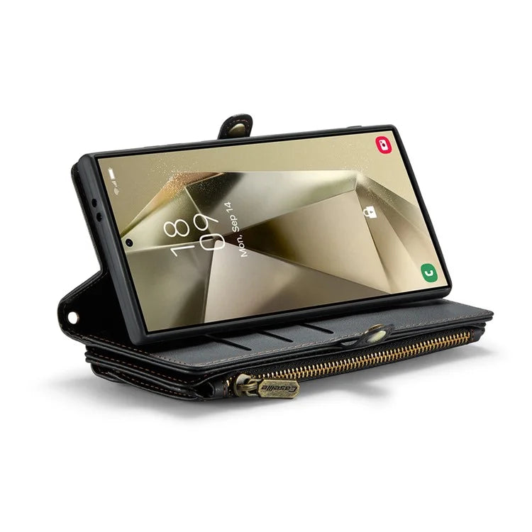 CASEME C36 Series For Samsung Galaxy S24 Ultra Case Leather Phone Bag with 10 Card Slots Wallet