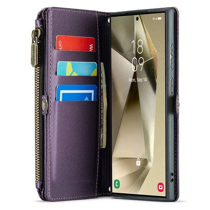 CASEME C36 Series For Samsung Galaxy S24 Ultra Case Leather Phone Bag with 10 Card Slots Wallet