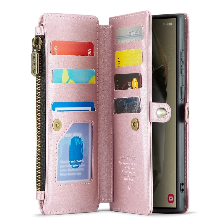 CASEME C36 Series For Samsung Galaxy S24 Ultra Case Leather Phone Bag with 10 Card Slots Wallet