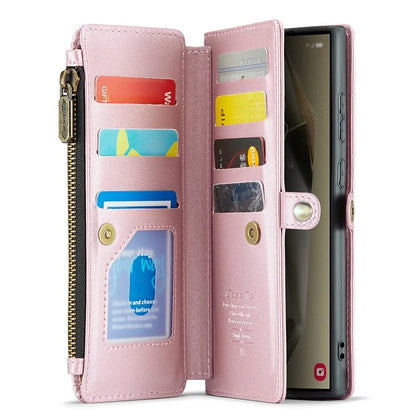 CASEME C36 Series For Samsung Galaxy S24 Ultra Case Leather Phone Bag with 10 Card Slots Wallet