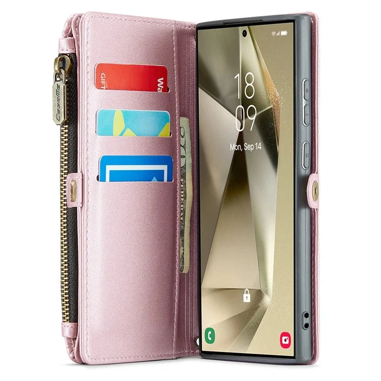 CASEME C36 Series For Samsung Galaxy S24 Ultra Case Leather Phone Bag with 10 Card Slots Wallet