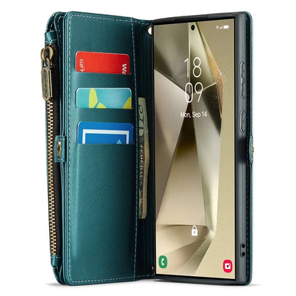 CASEME C36 Series For Samsung Galaxy S24 Ultra Case Leather Phone Bag with 10 Card Slots Wallet