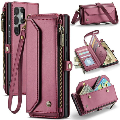 CASEME C36 Series For Samsung Galaxy S24 Ultra Case Leather Phone Bag with 10 Card Slots Wallet