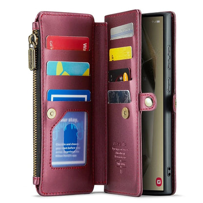 CASEME C36 Series For Samsung Galaxy S24 Ultra Case Leather Phone Bag with 10 Card Slots Wallet