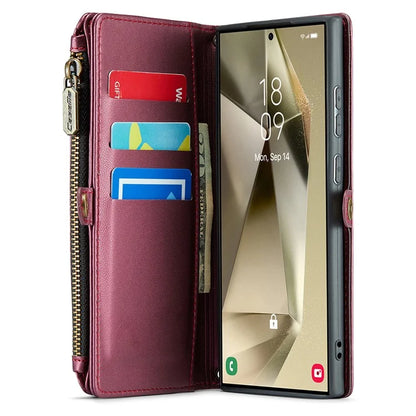 CASEME C36 Series For Samsung Galaxy S24 Ultra Case Leather Phone Bag with 10 Card Slots Wallet