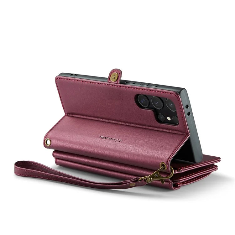 CASEME C36 Series For Samsung Galaxy S24 Ultra Case Leather Phone Bag with 10 Card Slots Wallet