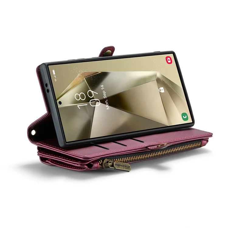 CASEME C36 Series For Samsung Galaxy S24 Ultra Case Leather Phone Bag with 10 Card Slots Wallet