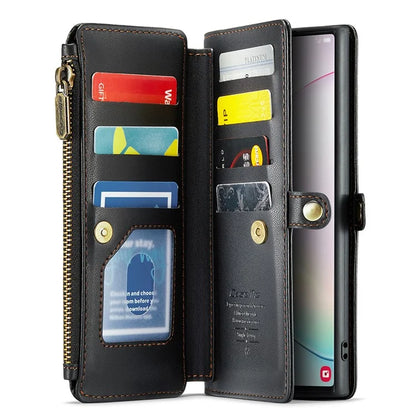 CASEME C36 Series For Samsung Galaxy Note 10 Plus 4G  /  5G Case 10 Card Slots Leather Zipper Phone Cover