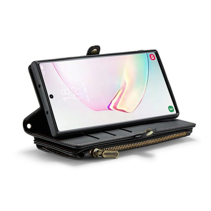 CASEME C36 Series For Samsung Galaxy Note 10 Plus 4G  /  5G Case 10 Card Slots Leather Zipper Phone Cover