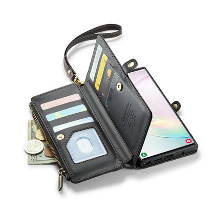 CASEME C36 Series For Samsung Galaxy Note 10 Plus 4G  /  5G Case 10 Card Slots Leather Zipper Phone Cover