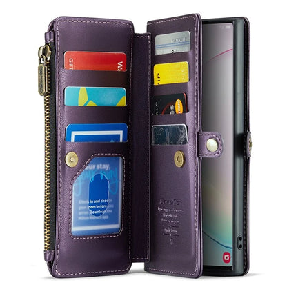 CASEME C36 Series For Samsung Galaxy Note 10 Plus 4G  /  5G Case 10 Card Slots Leather Zipper Phone Cover