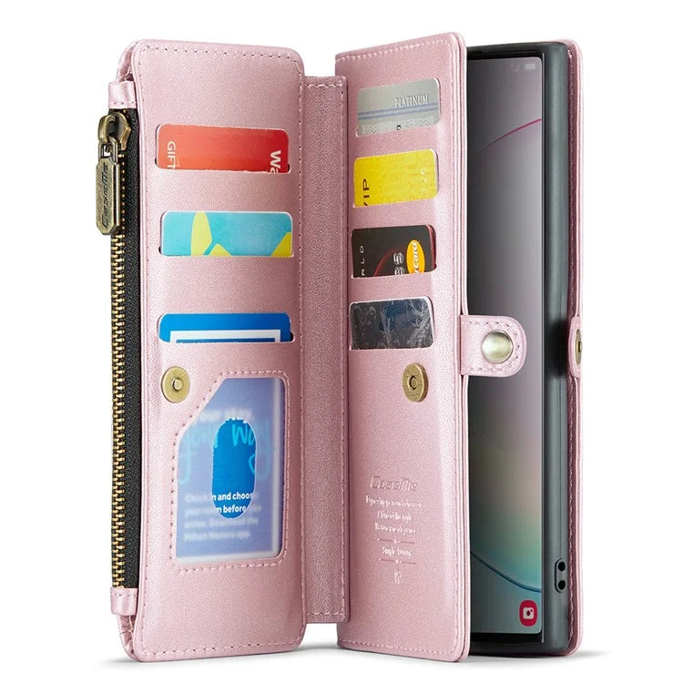 CASEME C36 Series For Samsung Galaxy Note 10 Plus 4G  /  5G Case 10 Card Slots Leather Zipper Phone Cover