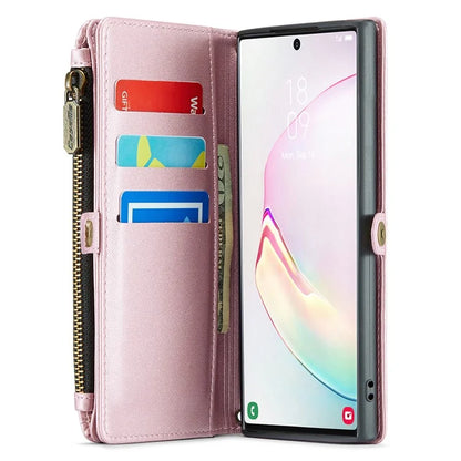 CASEME C36 Series For Samsung Galaxy Note 10 Plus 4G  /  5G Case 10 Card Slots Leather Zipper Phone Cover