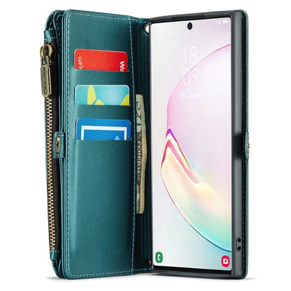 CASEME C36 Series For Samsung Galaxy Note 10 Plus 4G  /  5G Case 10 Card Slots Leather Zipper Phone Cover