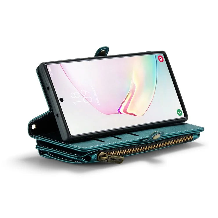 CASEME C36 Series For Samsung Galaxy Note 10 Plus 4G  /  5G Case 10 Card Slots Leather Zipper Phone Cover